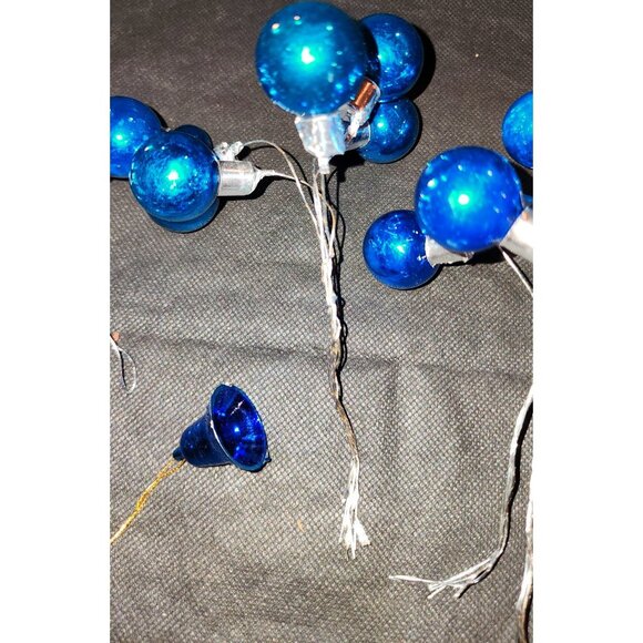 19 Vintage Blue Glass Christmas Tree Ornaments Tiny Bulb Wreath Twist - Picture 3 of 5